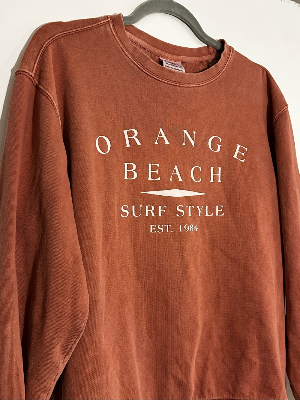 Orange Beach Surf Style Crewneck Sweatshirt - Orange